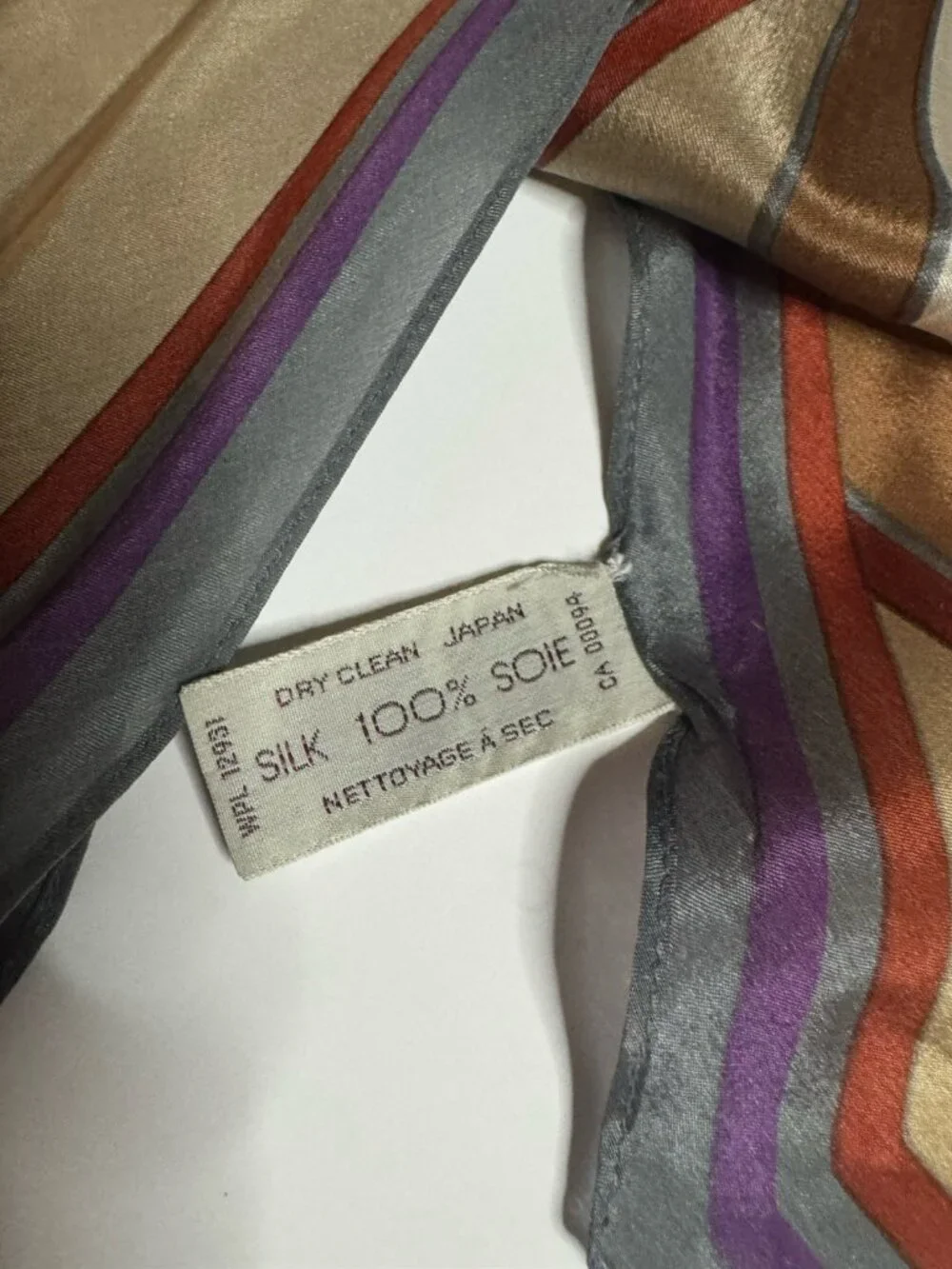 Vintage Liz Claiborne 100% Silk Scarf Long Diagonal Multicolor Stripe Wingtip